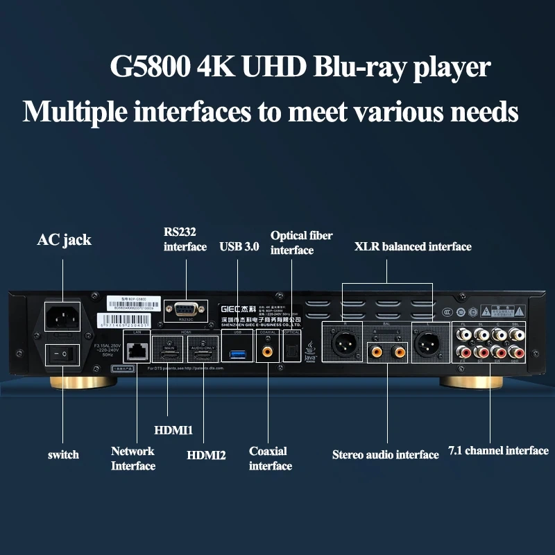 A-108 GIEC G5800 4K UHD Blu-ray player DVD player HD hard disk player for home With hard disk compartment DTS decoding 12bits
