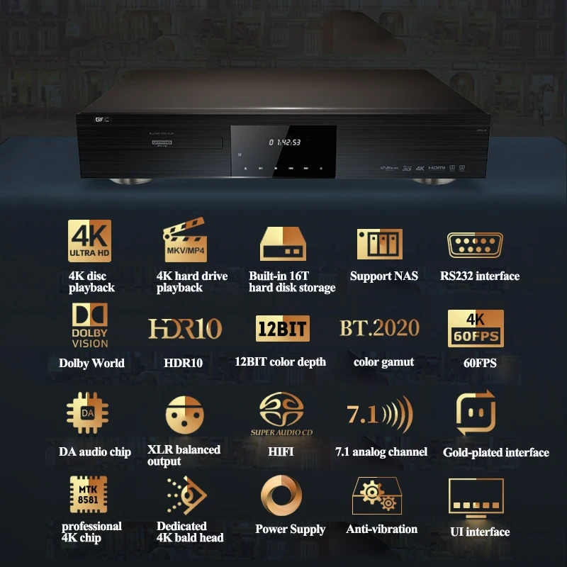 A-108 GIEC G5800 4K UHD Blu-ray player DVD player HD hard disk player for home With hard disk compartment DTS decoding 12bits