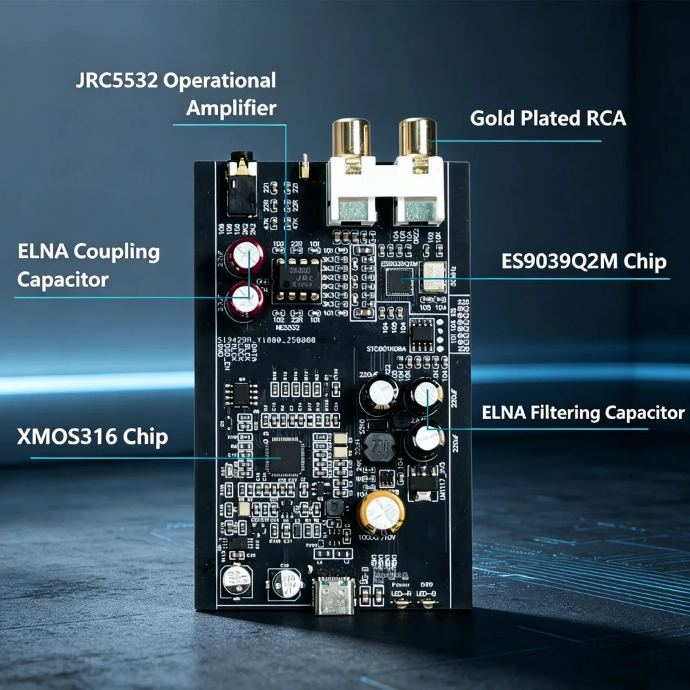 YJCO HiFi ES9039Q2M Decoder XMOS XU316 Digital Interface USB Audio DAC DSD256 PCM 24BIT 384K