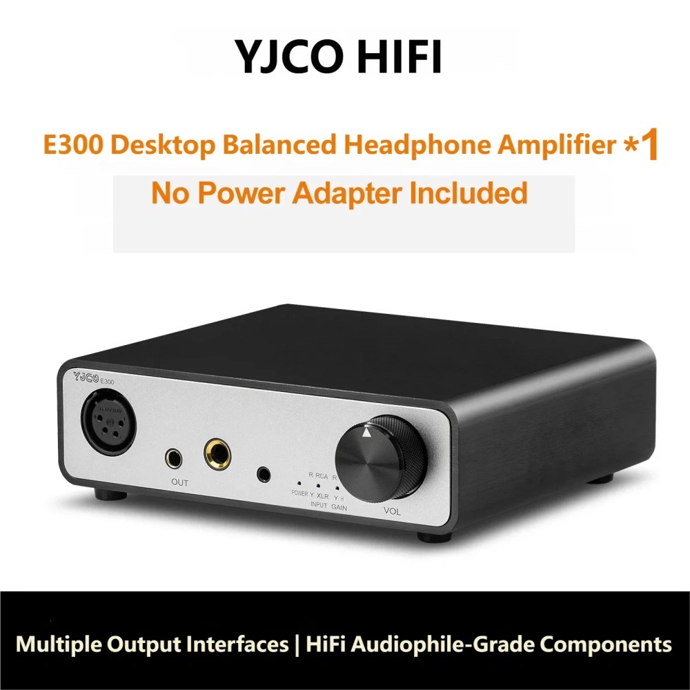 YJCO HiFi Balanced Headphone Amplifier TPA6120A2*2 Chip 4.4/3.5/6.35/XLR Output DC12V, Audiophile Desktop Balanced Amp E300