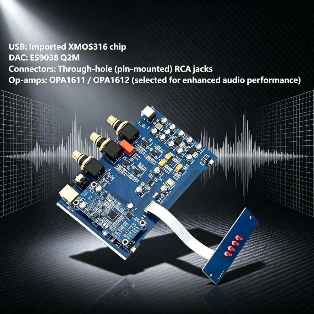 YJCO ES9038 Q2M DAC Decoder XMOS316 USB Bluetooth QCC3034 Optical Coaxial Audio Receiver Support DSD256 PCM384kHz DAC9