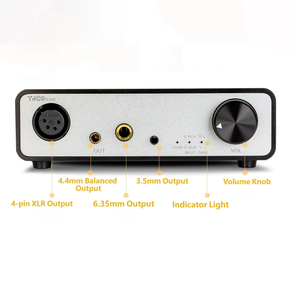 YJCO HiFi Balanced Headphone Amplifier TPA6120A2*2 Chip 4.4/3.5/6.35/XLR Output DC12V, Audiophile Desktop Balanced Amp E300