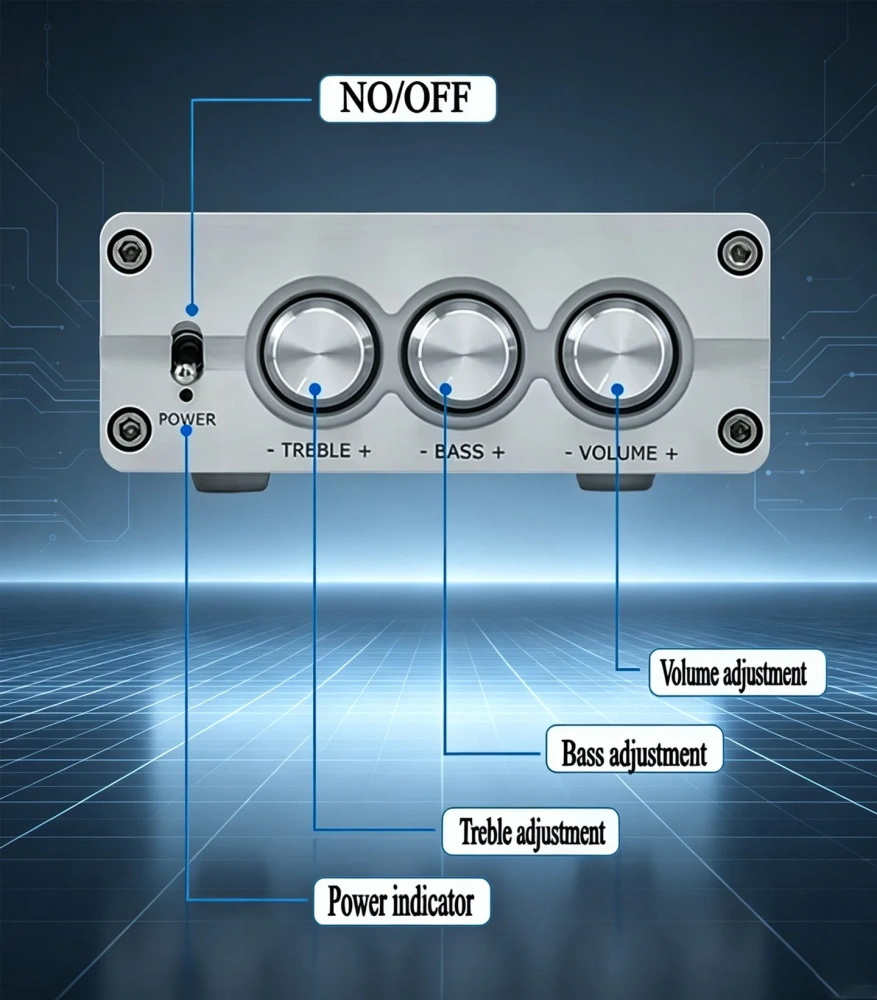 YJCO D100B Dual Core Power Amplifier TPA3116 High-power 100W 2.0 Hifi Digital Bluetooth 5.0 with Treble Bass Control Home Audio