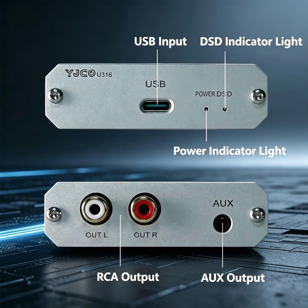 YJCO HiFi ES9039Q2M Decoder XMOS XU316 Digital Interface USB Audio DAC DSD256 PCM 24BIT 384K