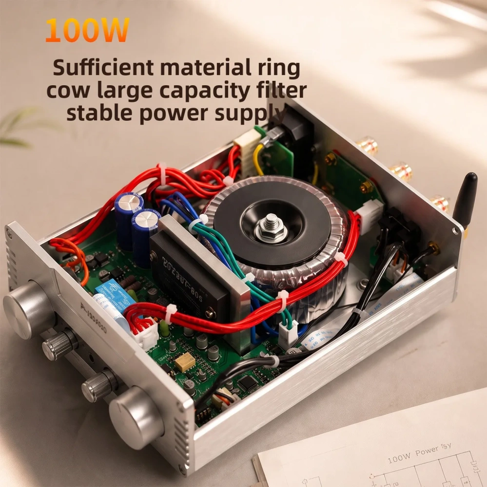 BRZHIFI New PA-407 Hi-Fi Thick-Film Amplifier, High-Fidelity Bluetooth 5.3 Desktop Home Power Amplifier