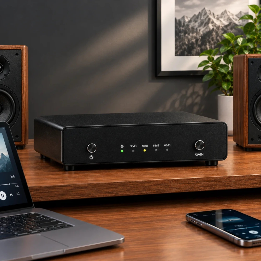 LSYSAQ P2 HiFi MM MC Phono Preamplifier Headphone Amplifier RCA Vinyl Record Player Preamp 38/48/58/68dB Gain AC16V For Home