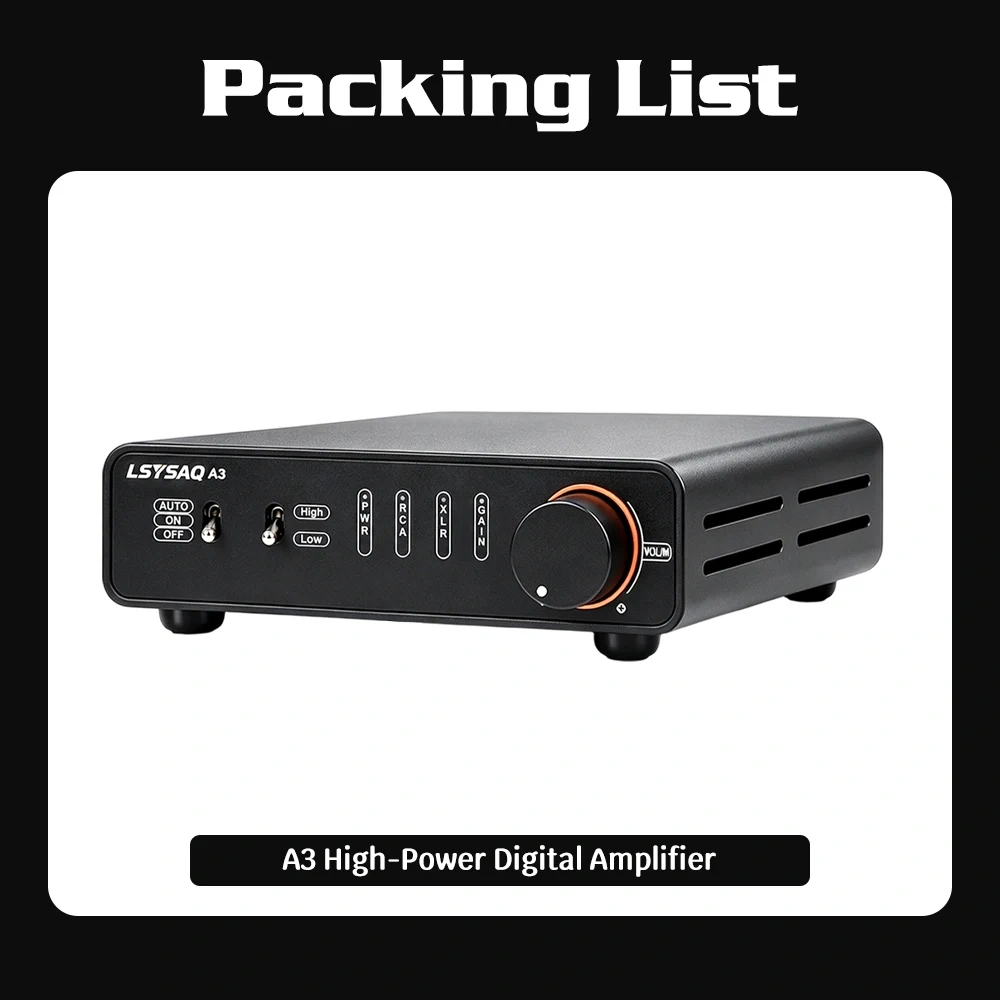 LSYSAQ A3 HiFi Stereo Digital Power Amplifier TPA3255 Class D Amp 250W×2 RCA XLR 6.35mm Input Desktop Audio Amplifier