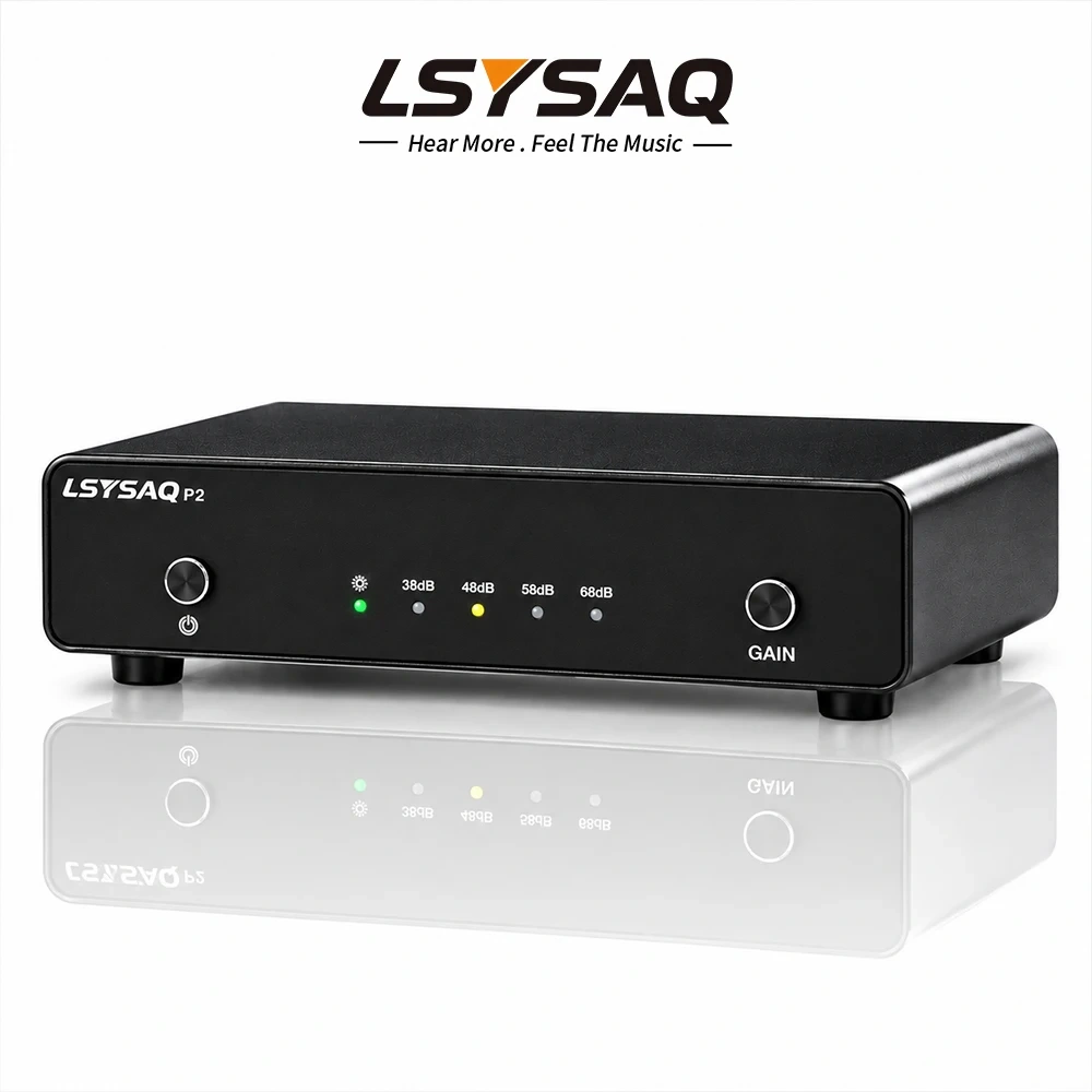 LSYSAQ P2 HiFi MM MC Phono Preamplifier Headphone Amplifier RCA Vinyl Record Player Preamp 38/48/58/68dB Gain AC16V For Home