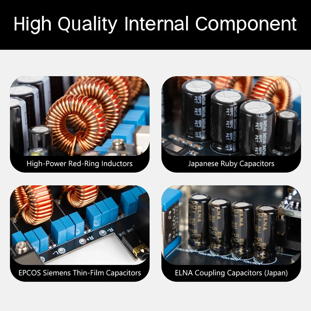 LSYSAQ A7 HiFi Digital Power Amplifier TPA3255 Dual Chip Stereo Class D Amp RCA XLR Input 250W×2 4Ω High Power Home Audio