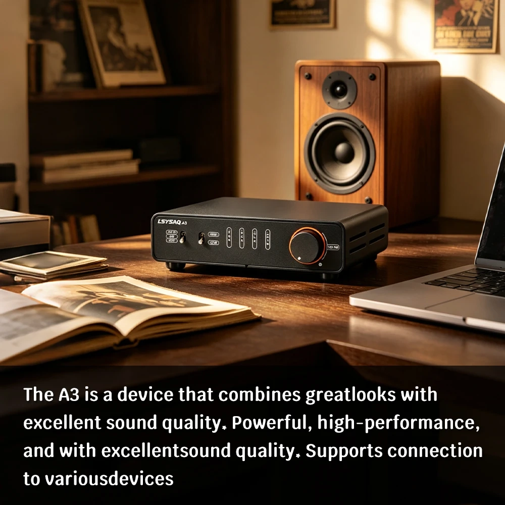 LSYSAQ A3 HiFi Stereo Digital Power Amplifier TPA3255 Class D Amp 250W×2 RCA XLR 6.35mm Input Desktop Audio Amplifier