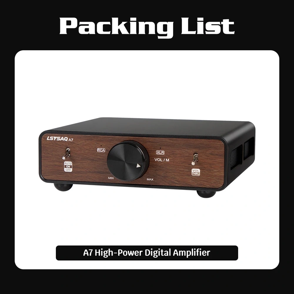 LSYSAQ A7 HiFi Digital Power Amplifier TPA3255 Dual Chip Stereo Class D Amp RCA XLR Input 250W×2 4Ω High Power Home Audio