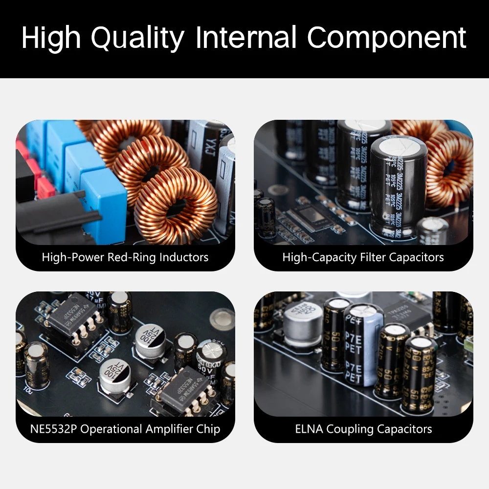 LSYSAQ A3 HiFi Stereo Digital Power Amplifier TPA3255 Class D Amp 250W×2 RCA XLR 6.35mm Input Desktop Audio Amplifier