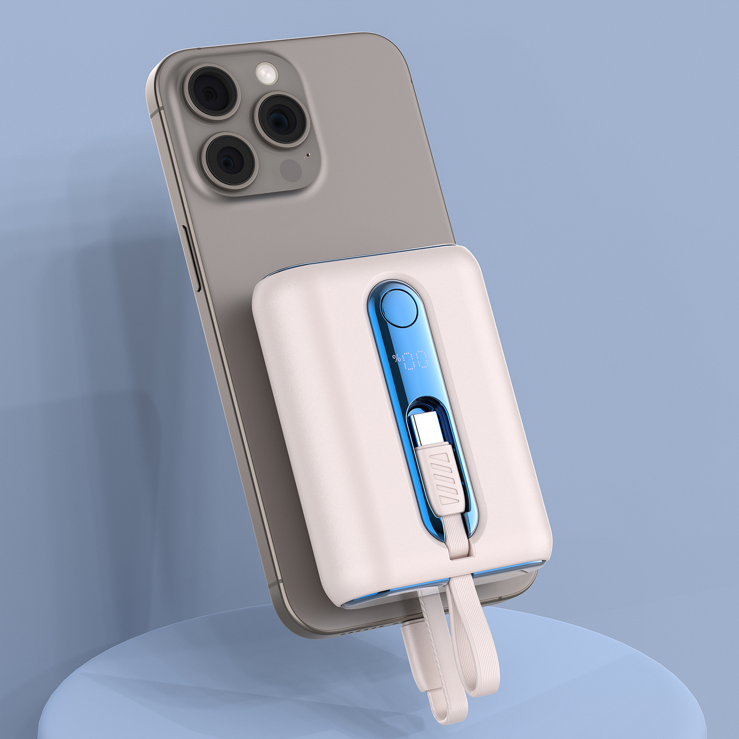 22.5W max Fast-charging Mini Power Bank with Built-in Cable