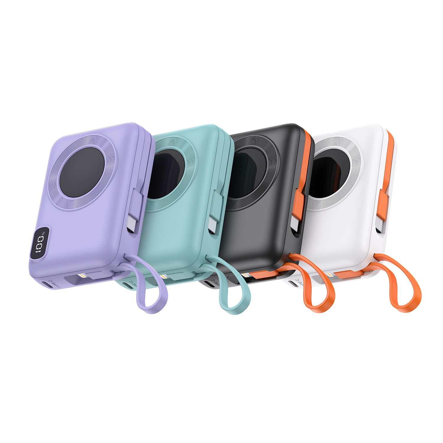 22.5W max Fast-charging Mini Power Bank with Built-in Cables
