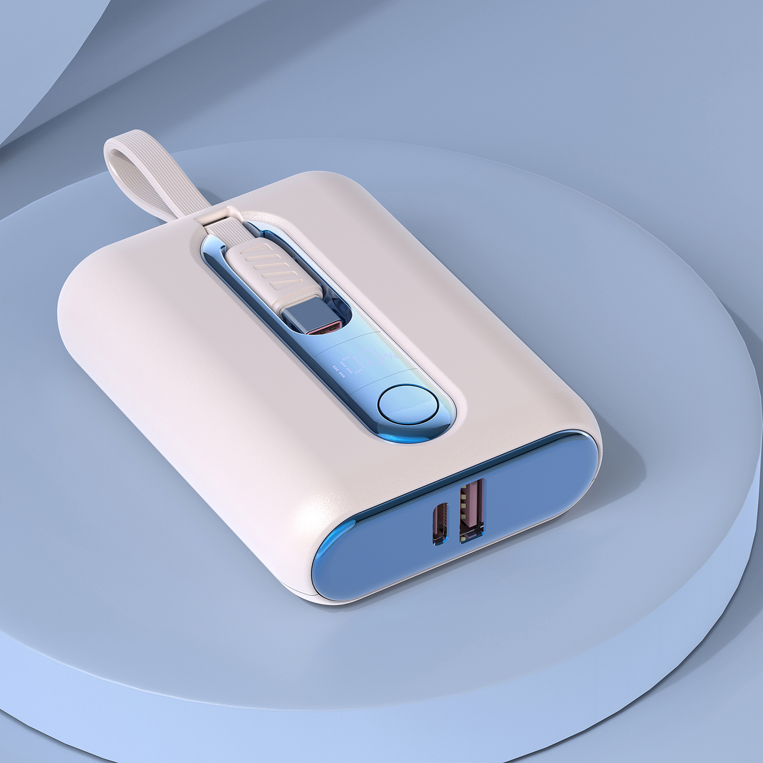 22.5W max Fast-charging Mini Power Bank with Built-in Cable
