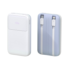 22.5W Fast-charging Power Bank with Built-in Cables