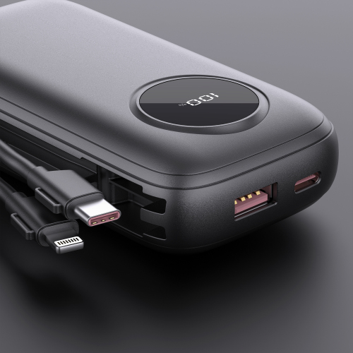 22.5W max Fast-charging Power Bank with Built-in Cables
