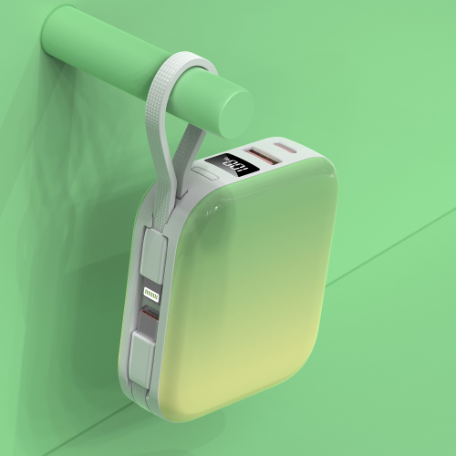 Gradient Color Fast-charging Mini Power Bank with Built-in Cable