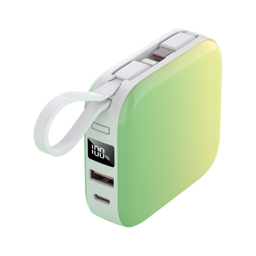 Gradient Color Fast-charging Mini Power Bank with Built-in Cable