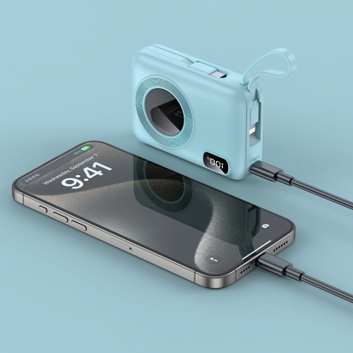 22.5W max Fast-charging Mini Power Bank with Built-in Cables