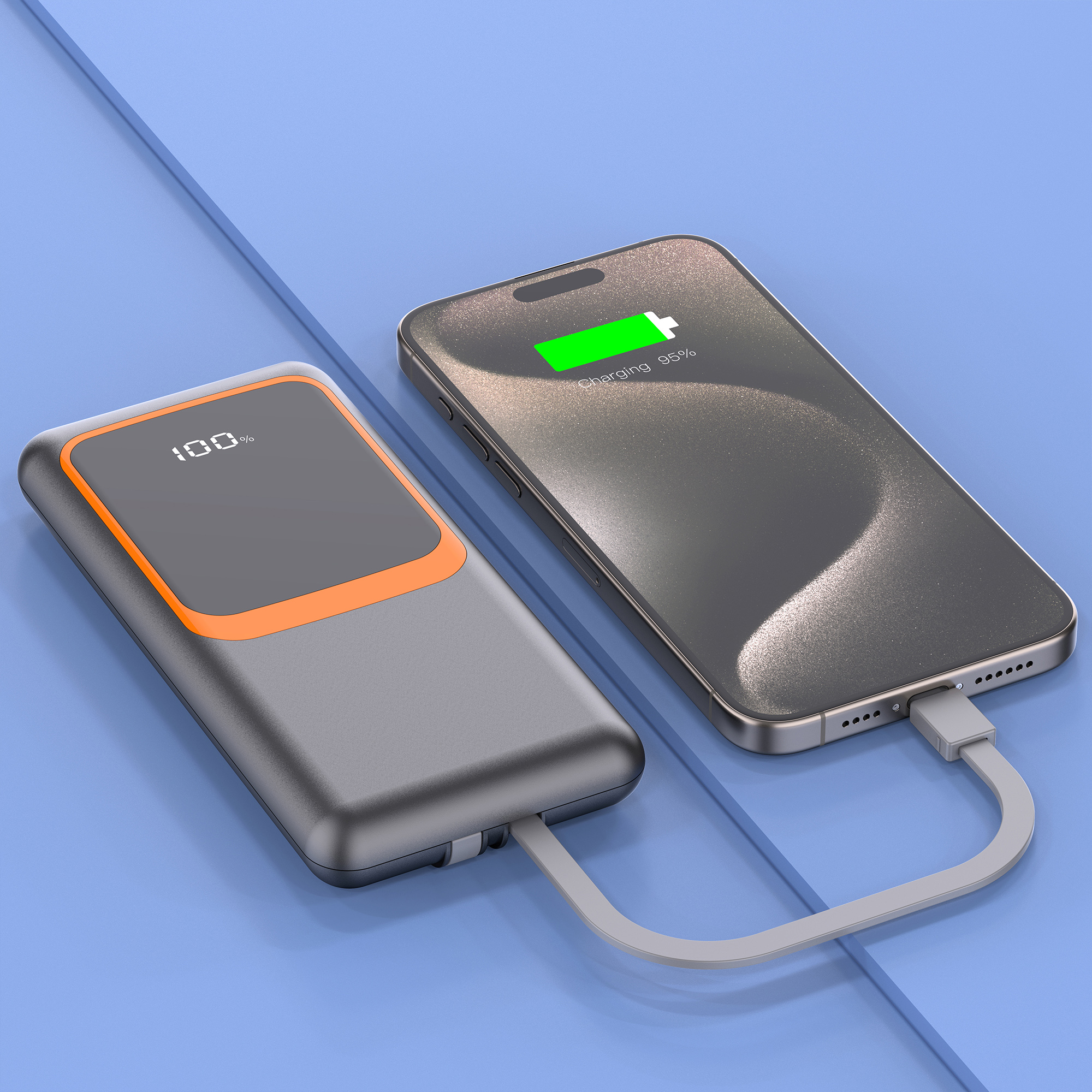 22.5W +PD20W Fast-charging Power Bank with Built-in Cables