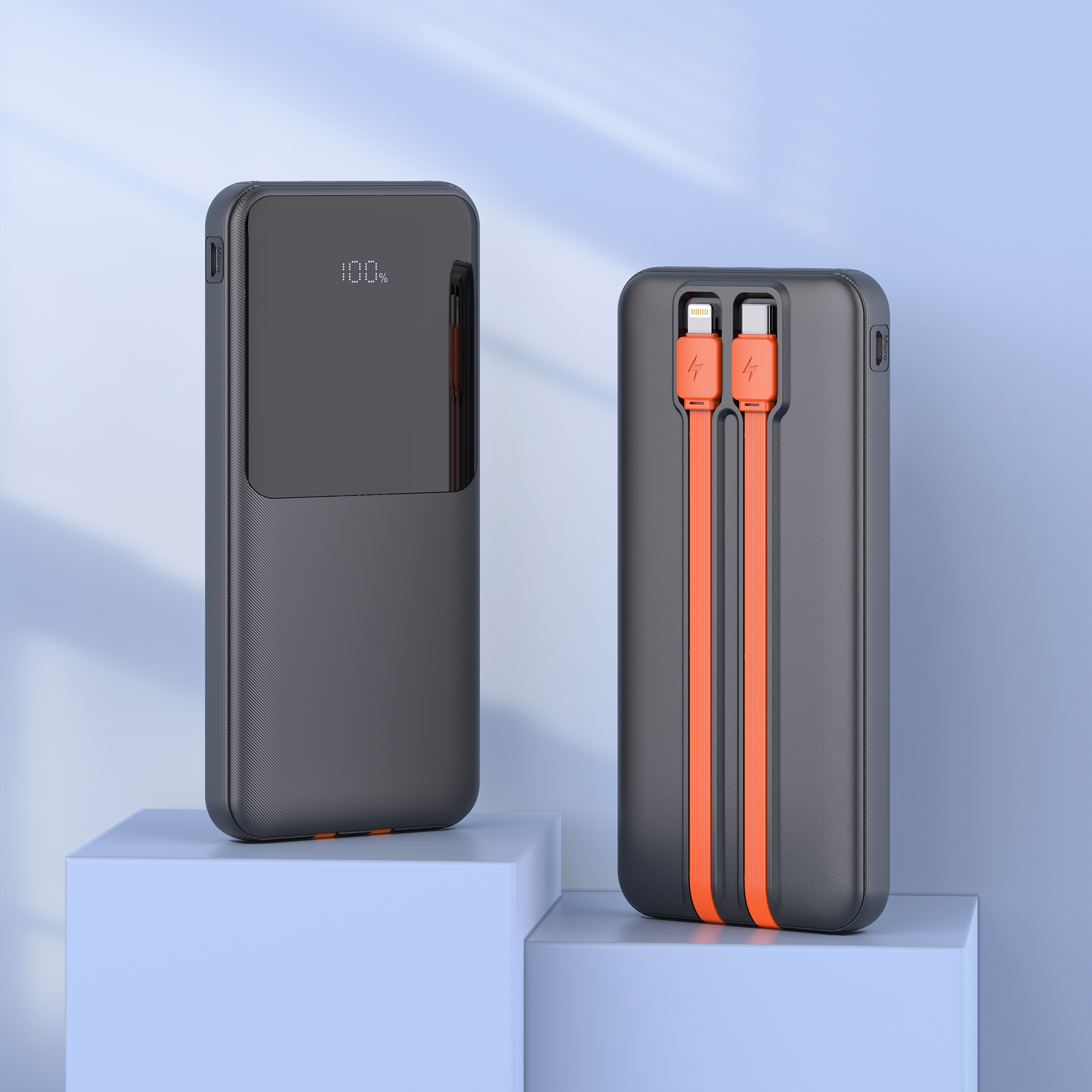 22.5W +PD20W Fast-charging Power Bank with Built-in Cables