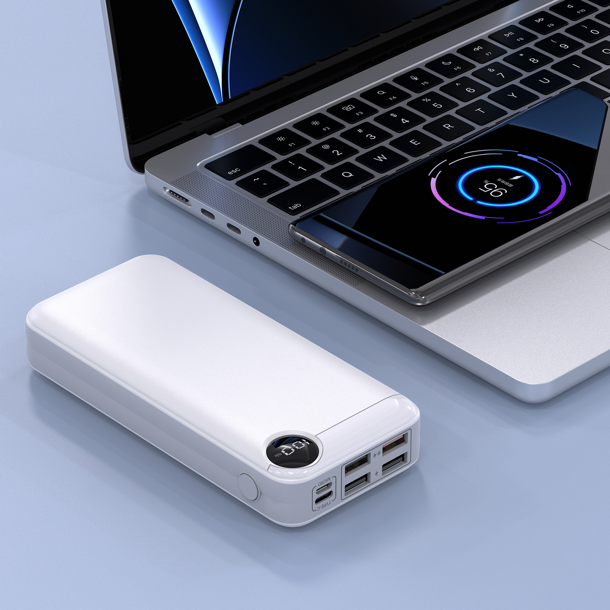 22.5W Fast-charging Power Bank with Multi-connectors