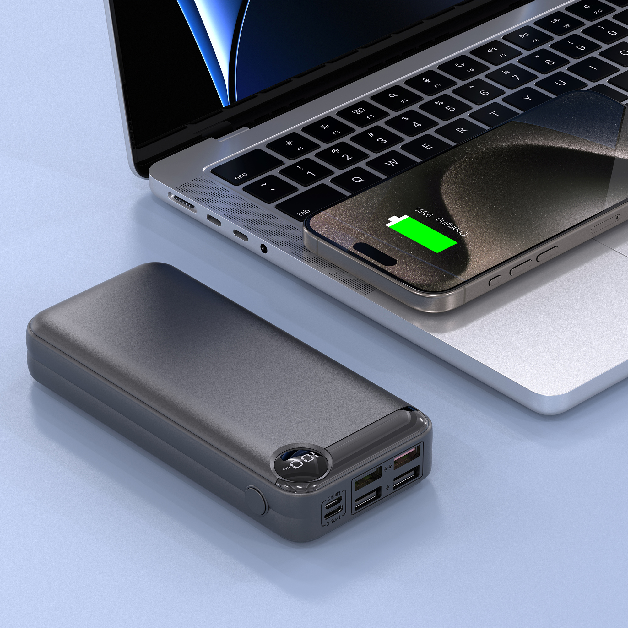 22.5W Fast-charging Power Bank with Multi-connectors