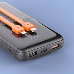 22.5W +PD20W Fast-charging Power Bank with Built-in Cables