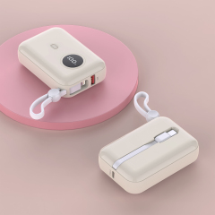 22.5W max Fast-charging Mini Power Bank with Built-in Cable
