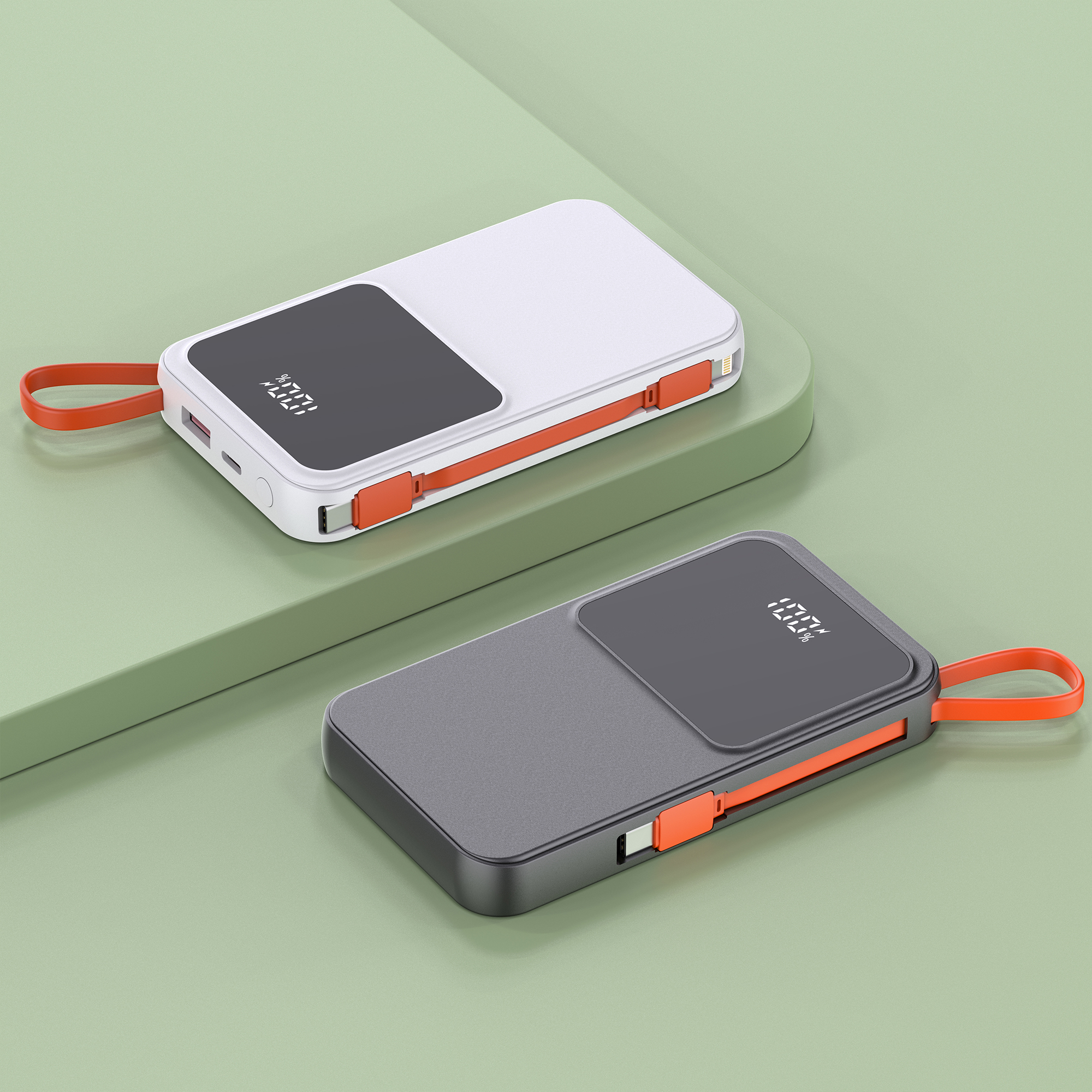 22.5W +PD20W Fast-charging Power Bank with Built-in Cables