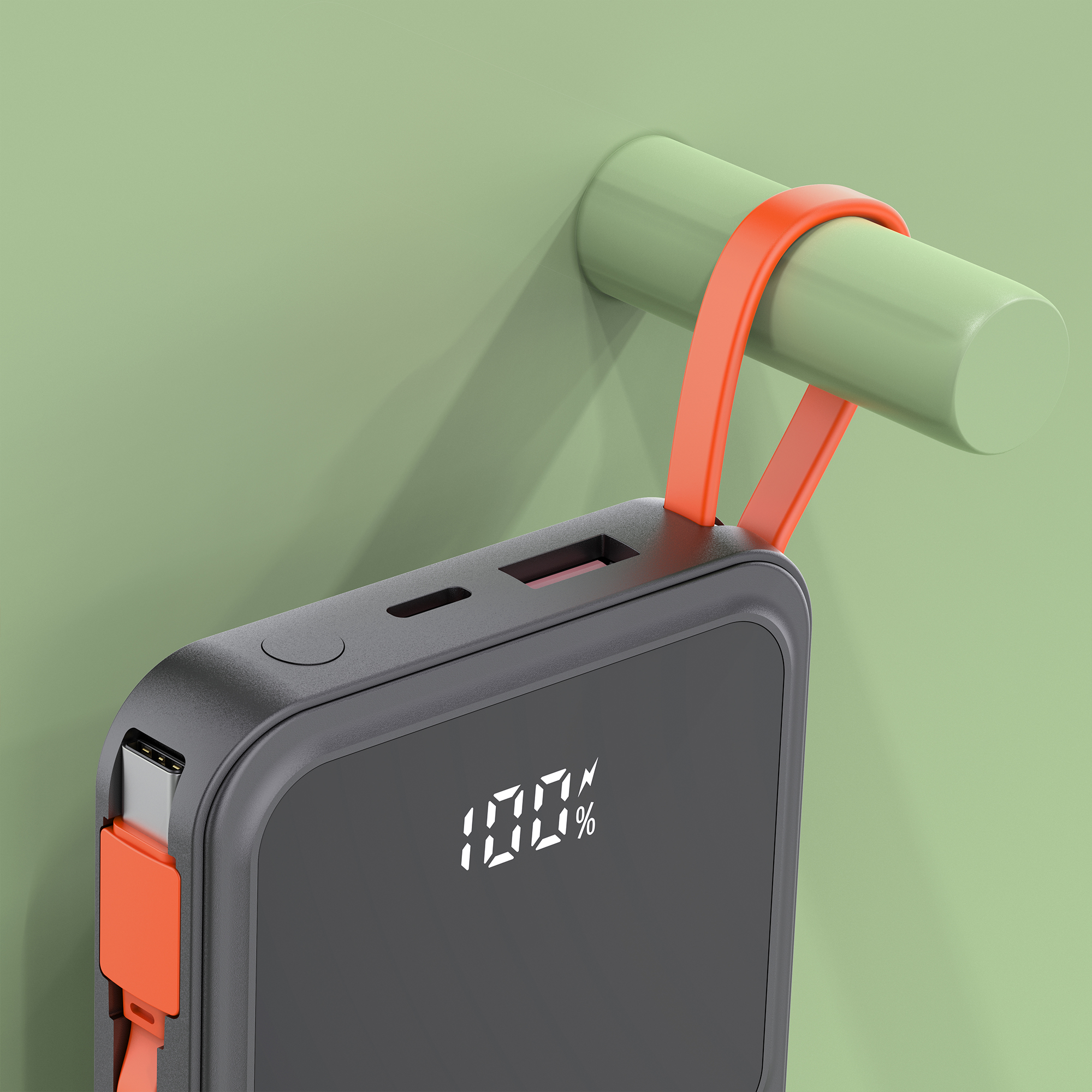 22.5W +PD20W Fast-charging Power Bank with Built-in Cables