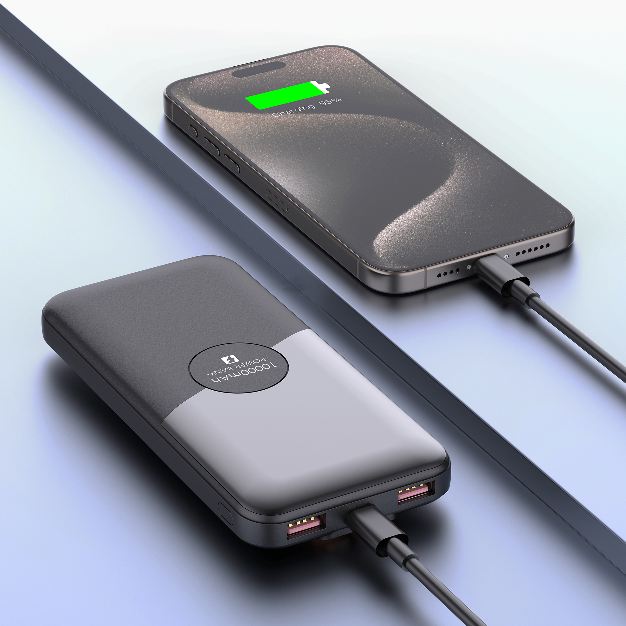 22.5W +PD20W Fast-charging Power Bank with Built-in Cables