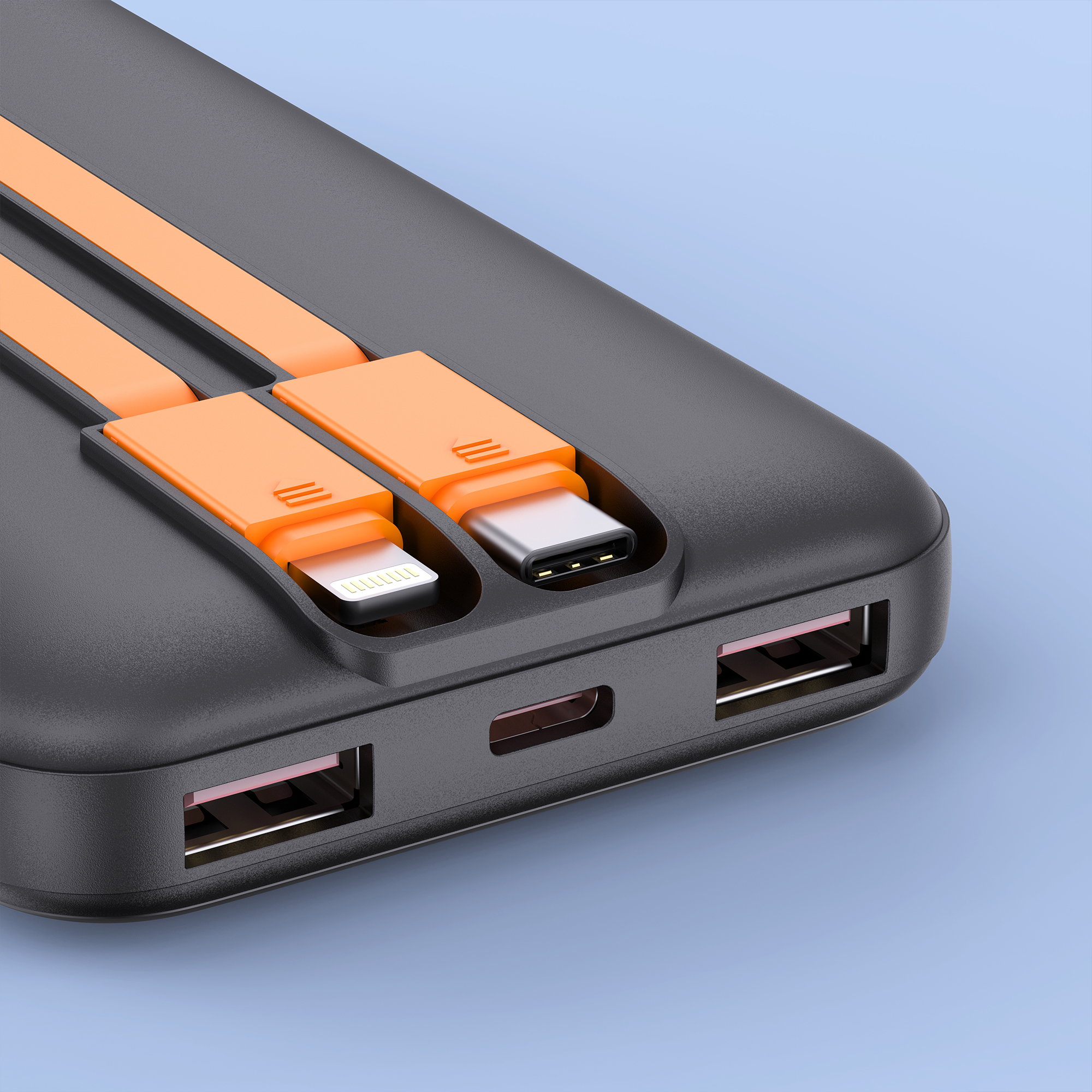 22.5W +PD20W Fast-charging Power Bank with Built-in Cables