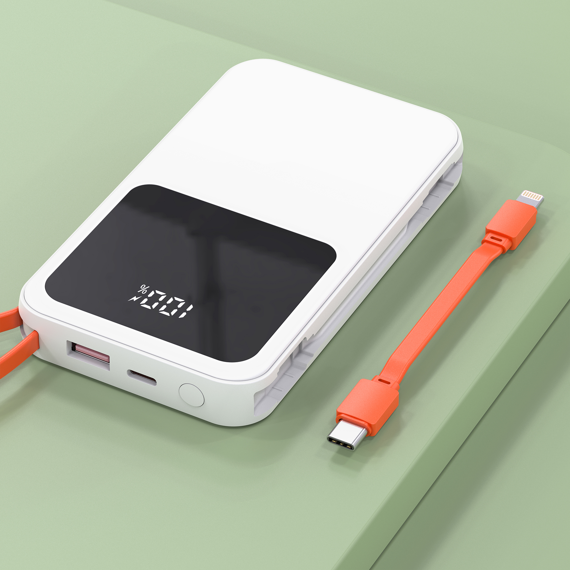 22.5W +PD20W Fast-charging Power Bank with Built-in Cables