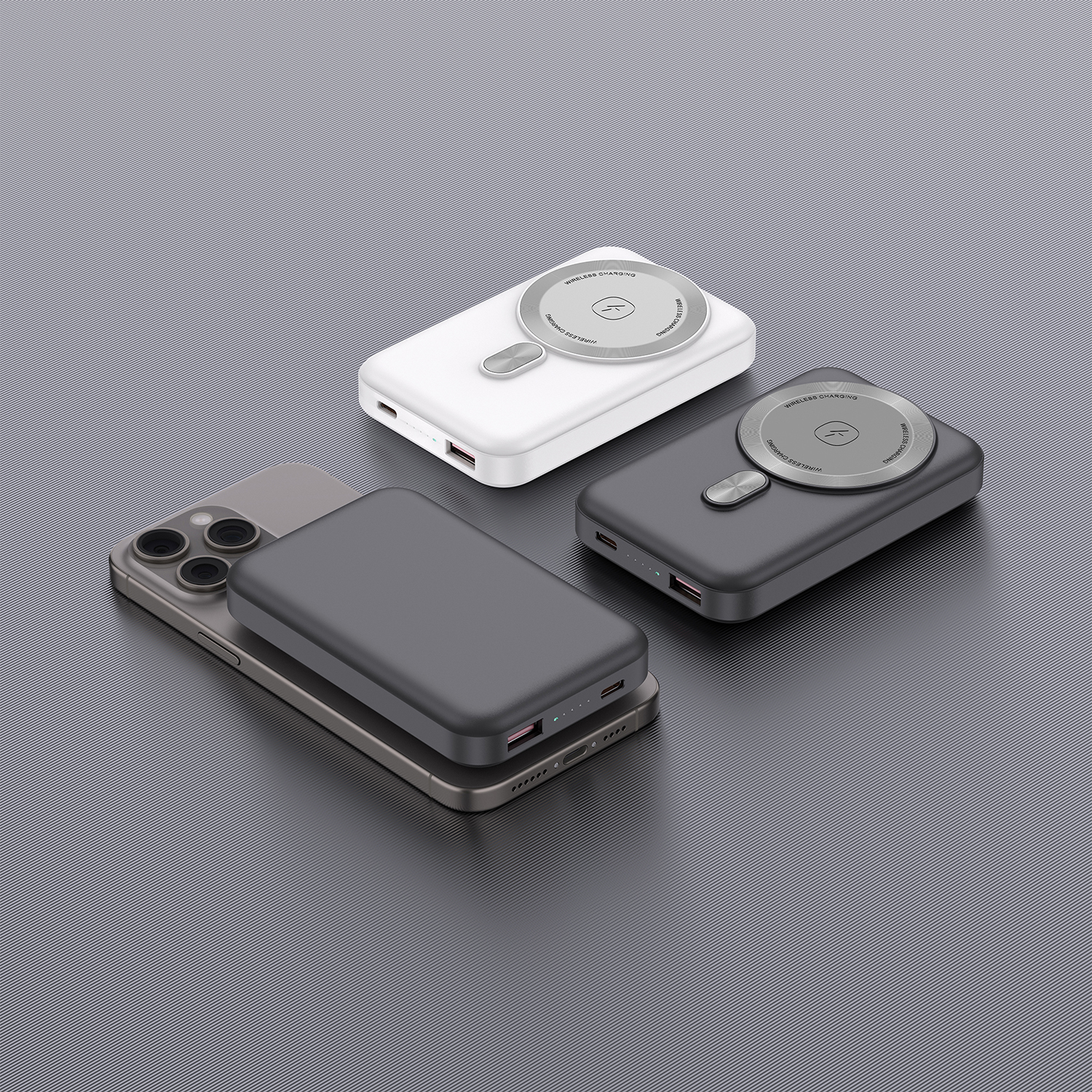 Magnetic wireless power bank for charging 3 devices