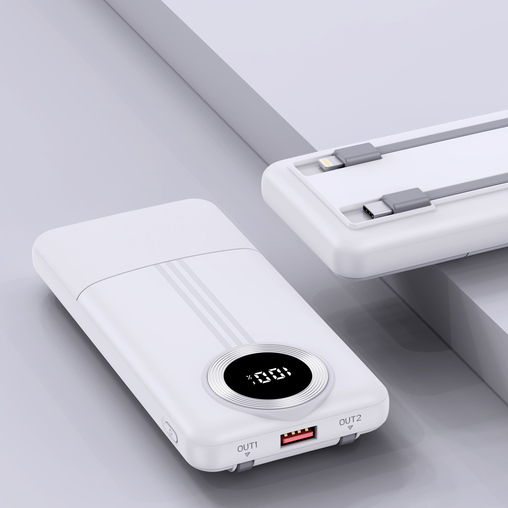 22.5W +PD20W Fast-charging Power Bank with Built-in Cables
