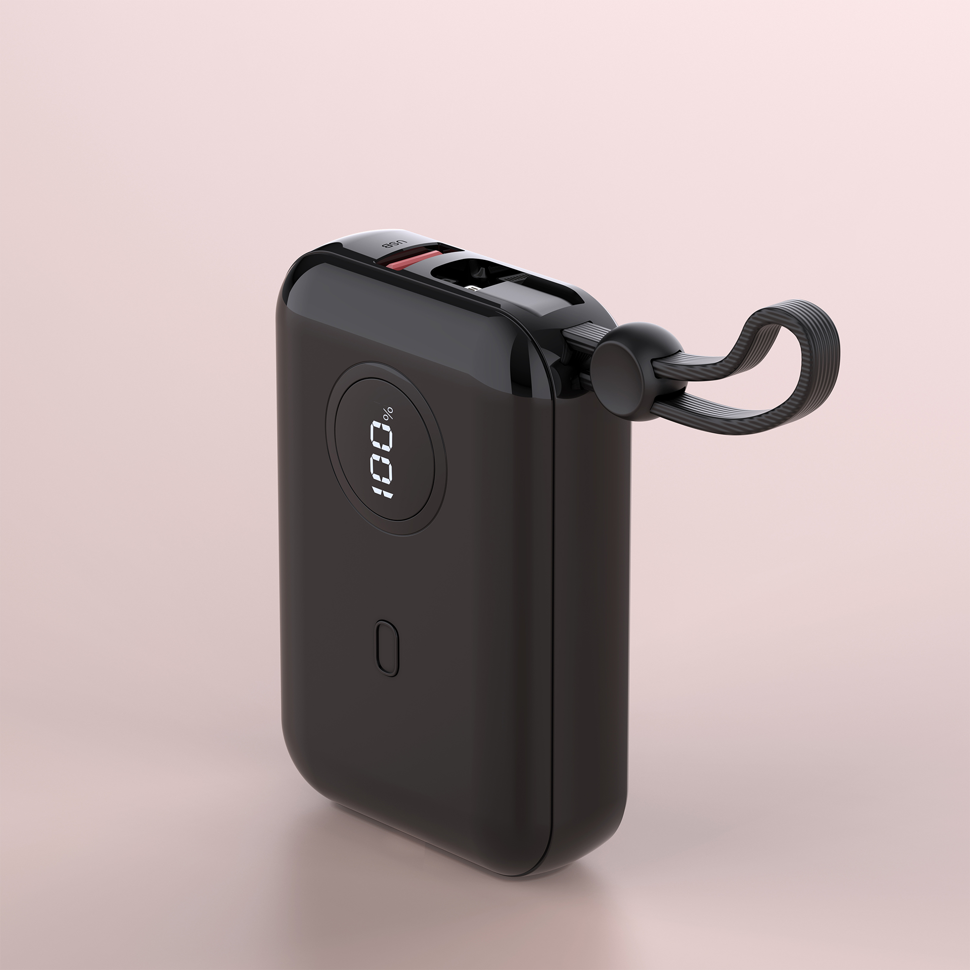 22.5W max Fast-charging Mini Power Bank with Built-in Cable