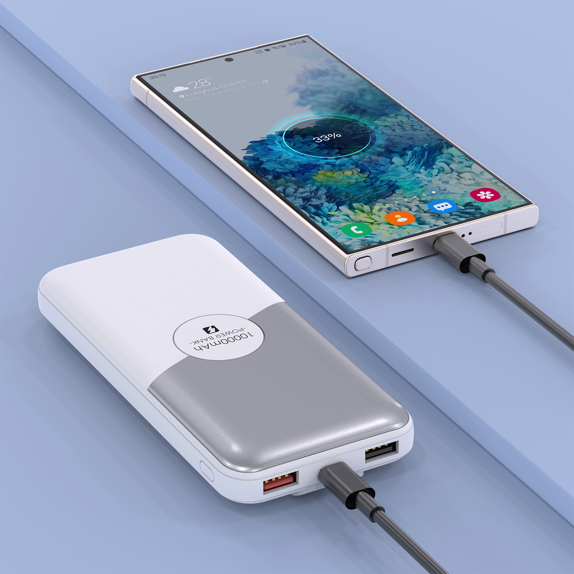 22.5W +PD20W Fast-charging Power Bank with Built-in Cables