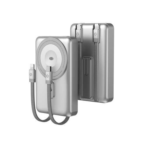 Magnetic Wireless Power Bank with Foldable Stand and Built-cables