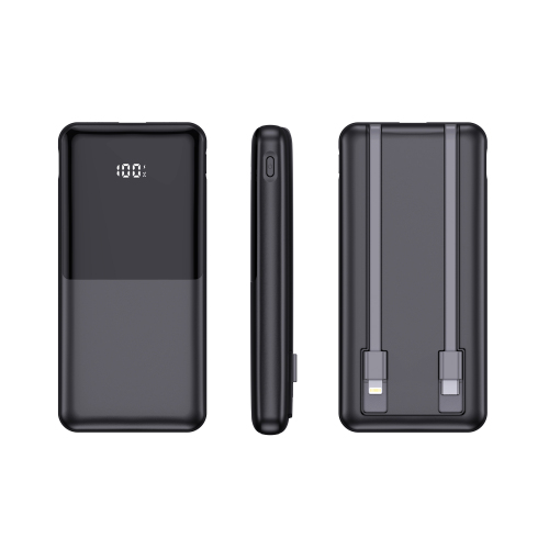 Fast-charging Power Bank with Built-in Cables
