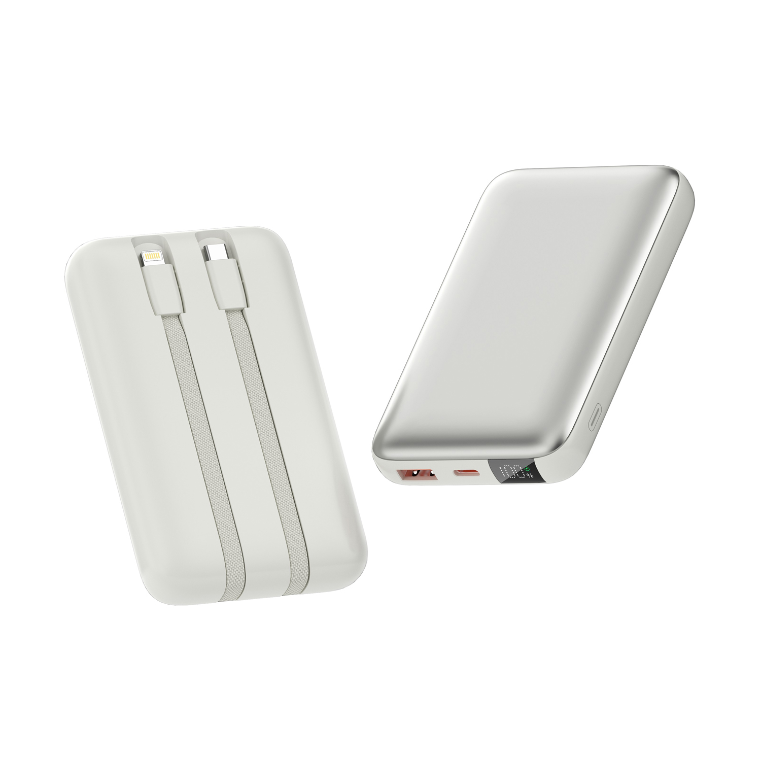 2025 Built-in Dual Braided Cable Power Bank with LED Display