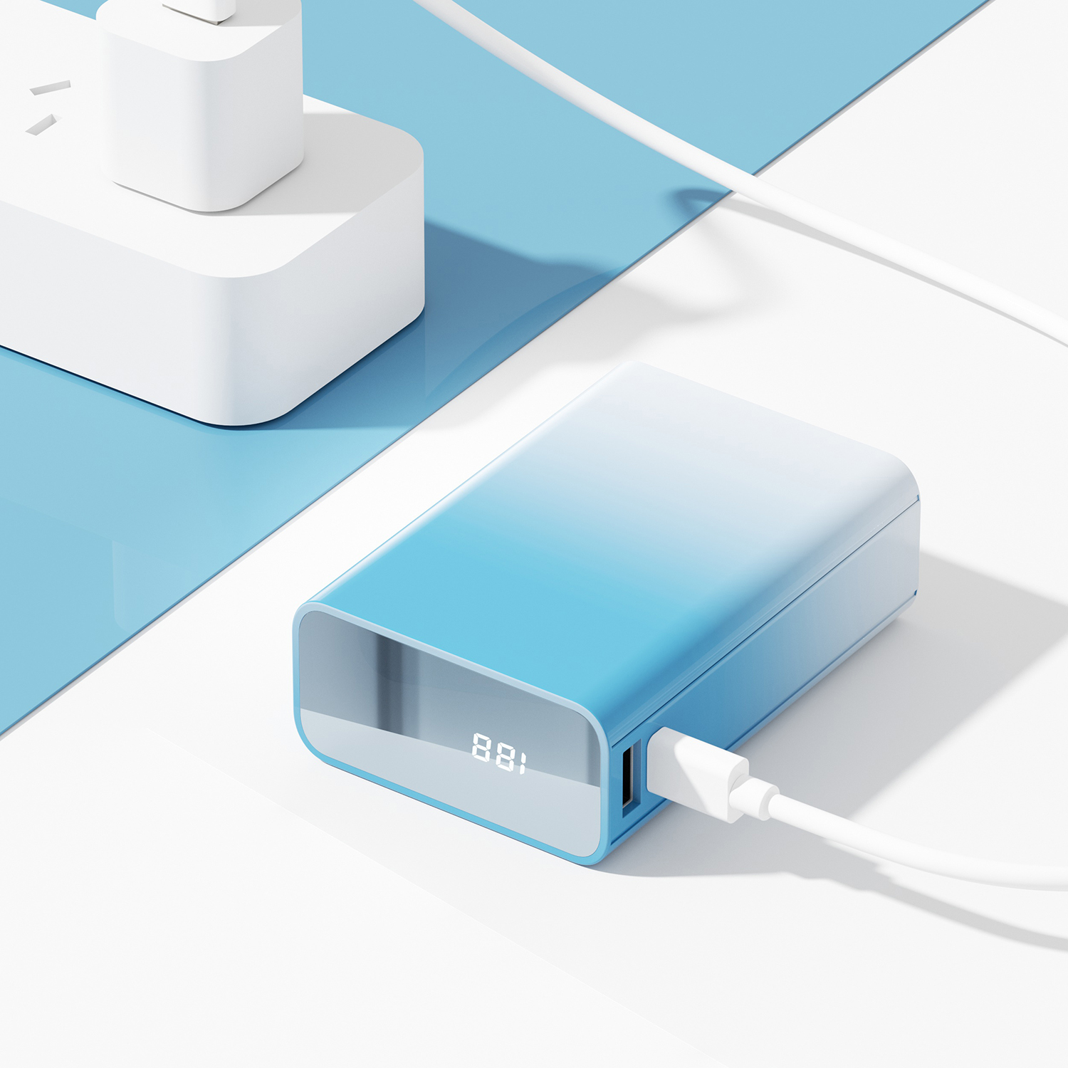 Nebula's Kiss - Gradient Enamel, Mirror LED Display Power Bank For 2025