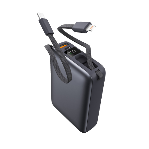 20000 mAh PD 20W Mini-Case Power Bank with Built-in Type-C Cable