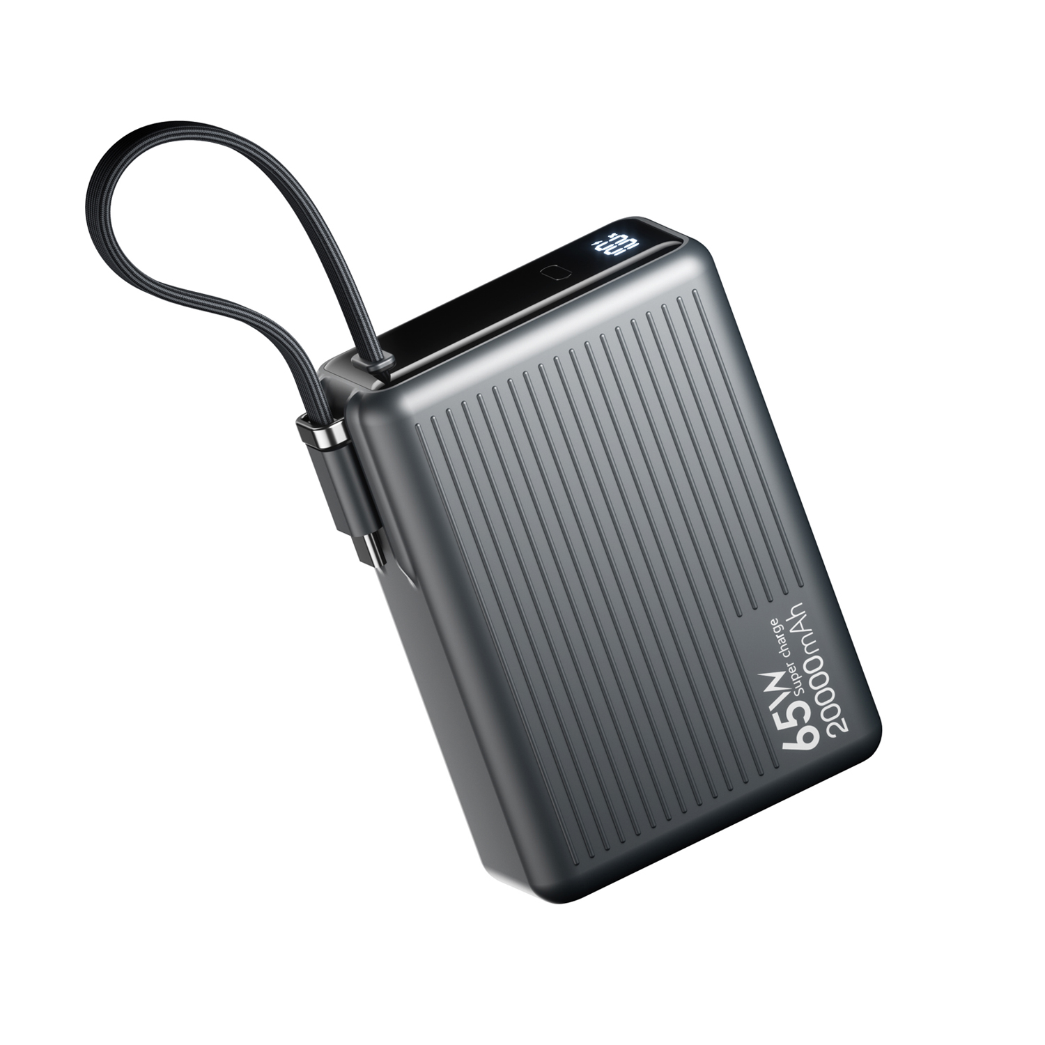 3-in-1 PD65W 20000mAh power bank integrated USB-C cables