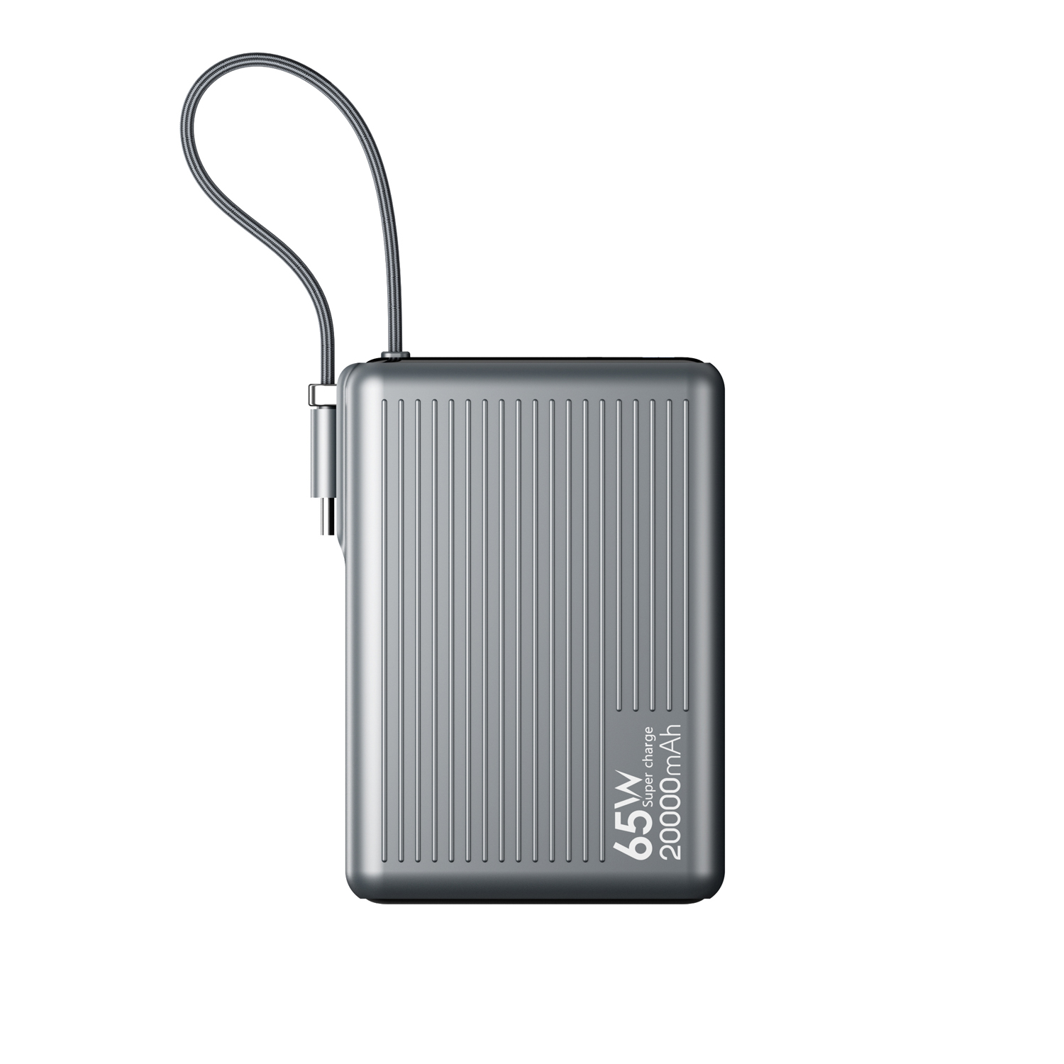 3-in-1 PD65W 20000mAh power bank integrated USB-C cables