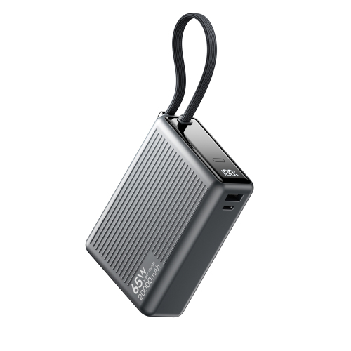 3-in-1 PD65W 20000mAh power bank integrated USB-C cables