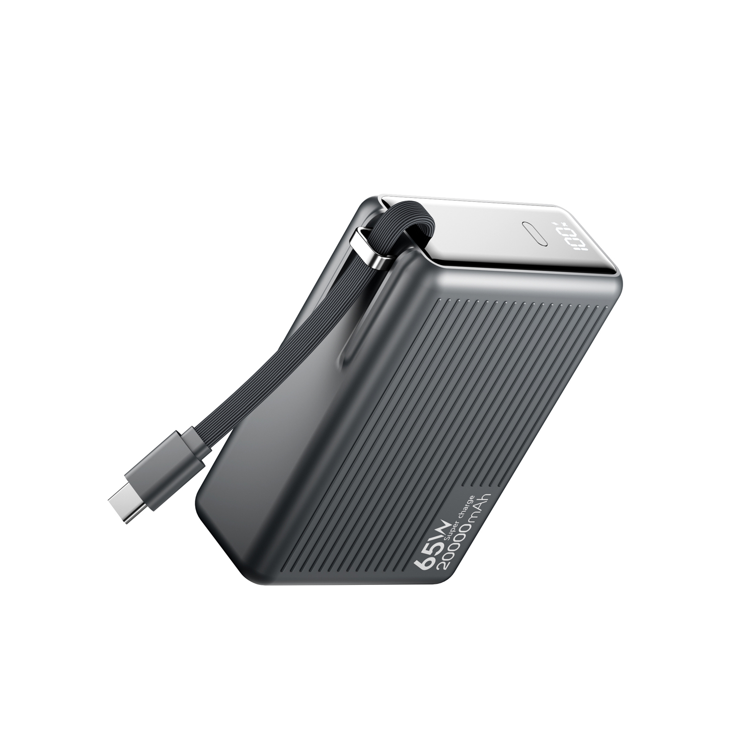 3-in-1 PD65W 20000mAh power bank integrated USB-C cables