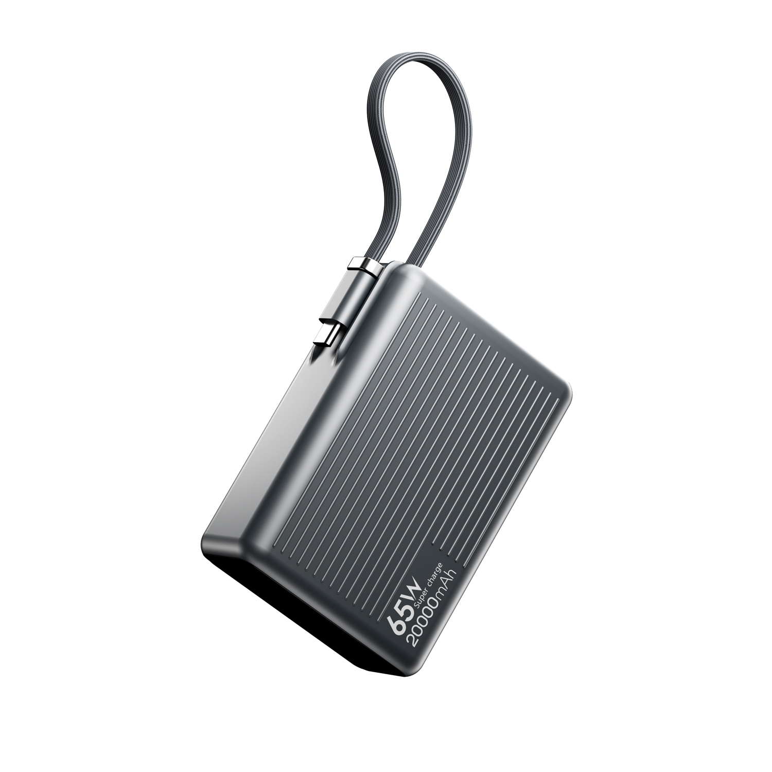 3-in-1 PD65W 20000mAh power bank integrated USB-C cables