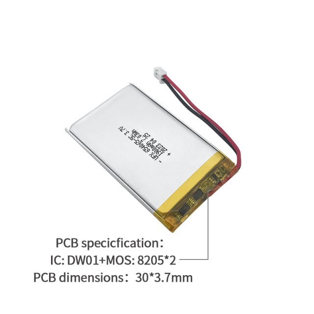 중국 리튬 이온 전지 제조업체 맞춤형 공기 청정기 배터리 UFX 654065-5C 1900mAh 3.7V 5C 방전 배터리 팩